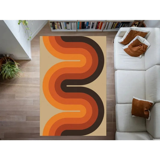 Vintage Groovy Retro Area Rug — Colorful Funky Flannel Rug for Living Room & Bedroom in 3 Sizes