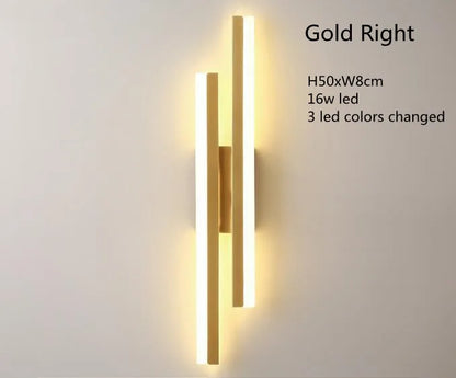 Nordic Dimmable LED Wall Sconce — 3-Color Iron & Acrylic Bedside Lamp in Black or Gold, Left or Right