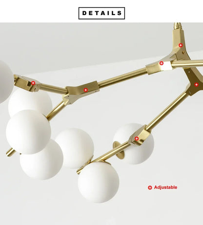 Modern Glass Ball Branch Chandelier — LED Ceiling Light for Living Room & Dining Room