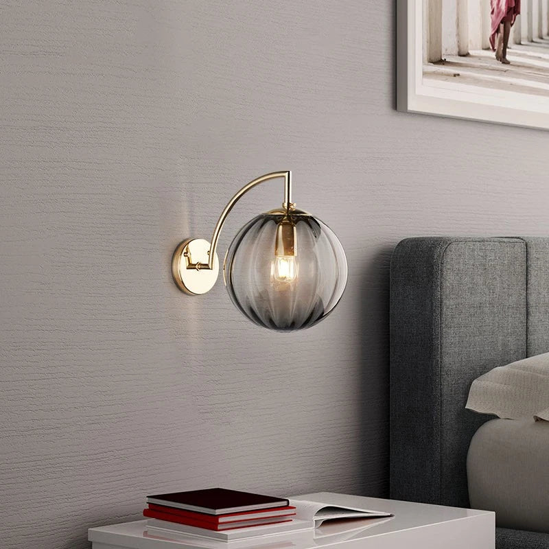 Nordic Stained Glass Ball Wall Lamp — Colorful Bedside & Bathroom Mirror Light in 4 Glass Colors