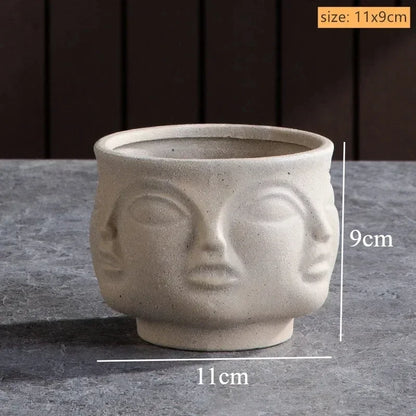 Ceramic Human Face Sculpture Vase — Handmade Nordic Art Flower Pot & Candlestick for Home Decor