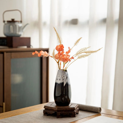 Japanese Kiln-Glazed Ceramic Vase — Handmade Retro Flower Arrangement Vase for Living Room & Foyer