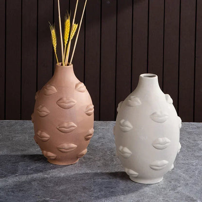 Ceramic Human Face Sculpture Vase — Handmade Nordic Art Flower Pot & Candlestick for Home Decor