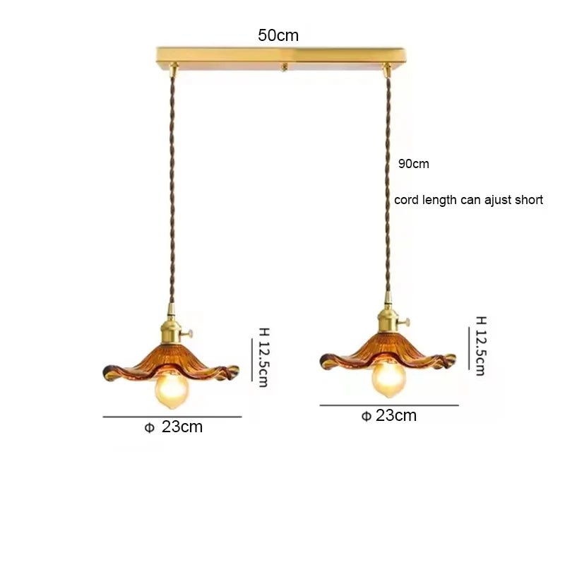 Art Deco Copper Glass Pendant Light — Colorful Edison Ceiling Chandelier for Bedroom, Living Room & Bar