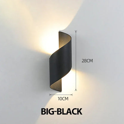 10W Nordic LED Wall Sconce — IP65 Waterproof Spiral Design Indoor & Outdoor Light in 4 Finishes