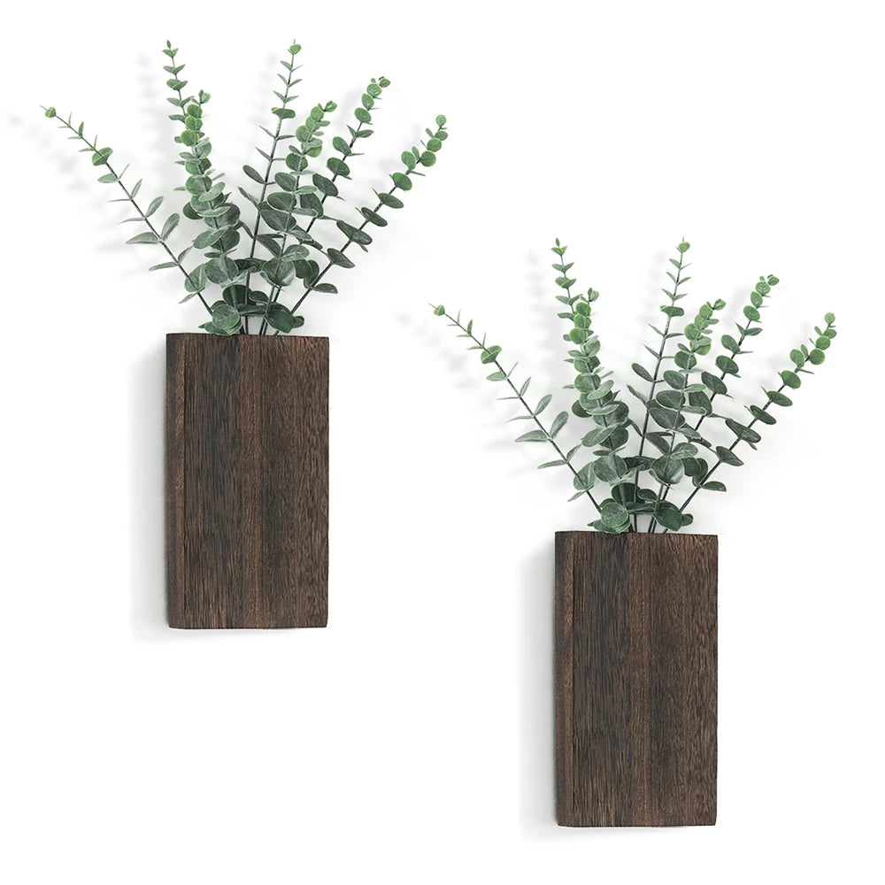 Wooden Wall Planter — Handcrafted Pine Hanging Vase for Flowers & Greenery | Modern Farmhouse Decor