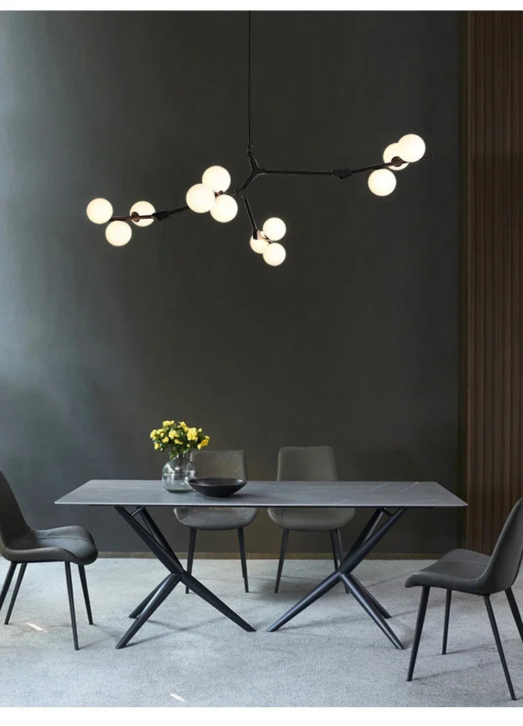 Modern Glass Ball Branch Chandelier — LED Ceiling Light for Living Room & Dining Room