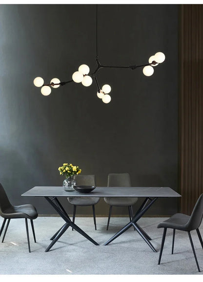 Modern Glass Ball Branch Chandelier — LED Ceiling Light for Living Room & Dining Room