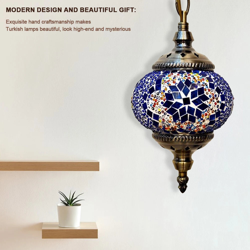 Turkish Moroccan Mosaic Pendant Lamp — Handcrafted Glass Hanging Ceiling Light
