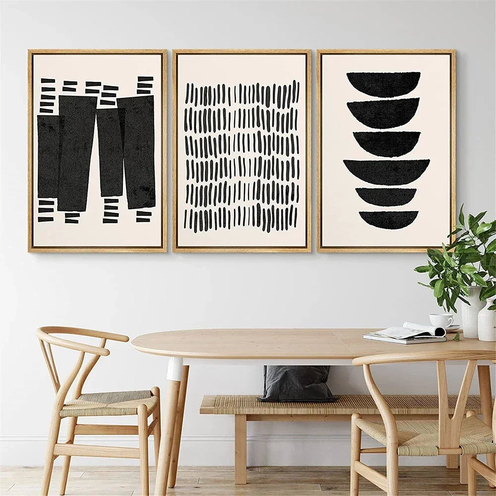 Mid-Century Abstract Black Arches Canvas Wall Art — Unframed HD Print for Living Room & Bedroom