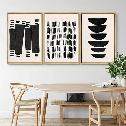 Mid-Century Abstract Black Arches Canvas Wall Art — Unframed HD Print for Living Room & Bedroom