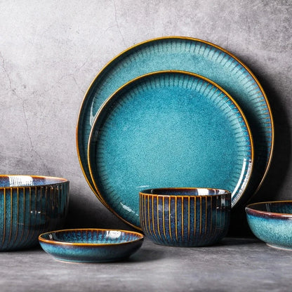 Nordic Kiln Glazed Ceramic Bowl & Plate Collection — Handcrafted Tableware in 10 Styles