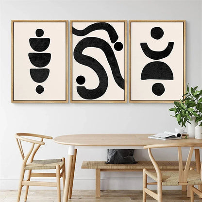 Mid-Century Abstract Black Arches Canvas Wall Art — Unframed HD Print for Living Room & Bedroom