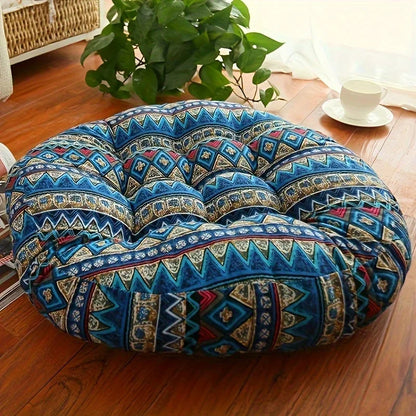 Round Tatami Floor Cushion — Thick Cotton Meditation & Yoga Seat Pillow | Machine Washable