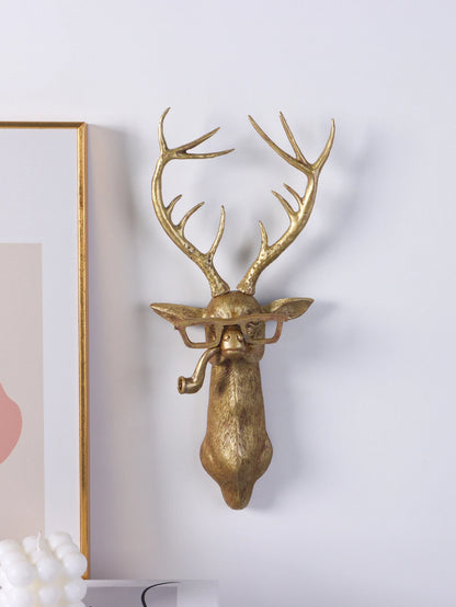 Resin Animal Head Wall Sculpture Set — Whimsical Golden Wall Hanging Decor for Living Room & Bedroom