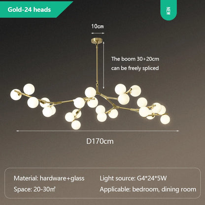 Modern Glass Ball Branch Chandelier — LED Ceiling Light for Living Room & Dining Room