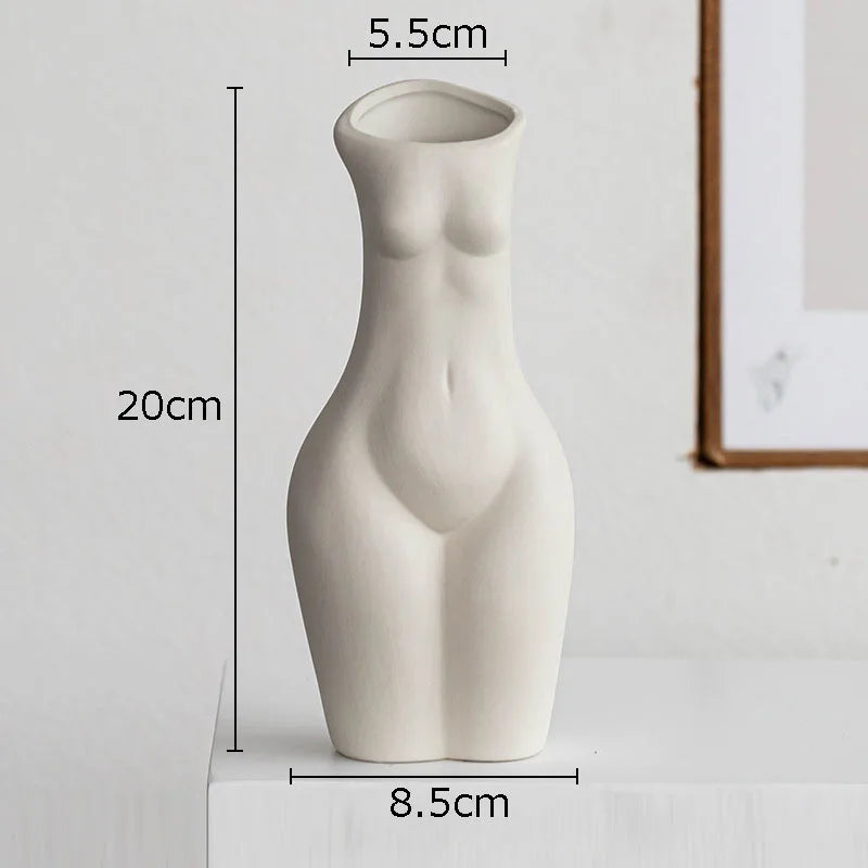 Ceramic Human Form Vase — Nordic Sculptural Body Art Vase for Dried Flowers & Home Decor