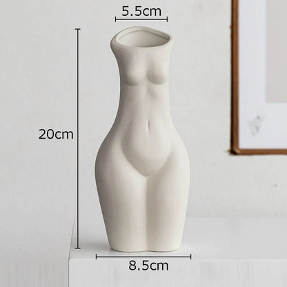 Ceramic Human Form Vase — Nordic Sculptural Body Art Vase for Dried Flowers & Home Decor