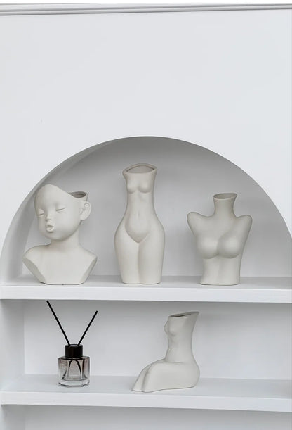 Ceramic Human Form Vase — Nordic Sculptural Body Art Vase for Dried Flowers & Home Decor