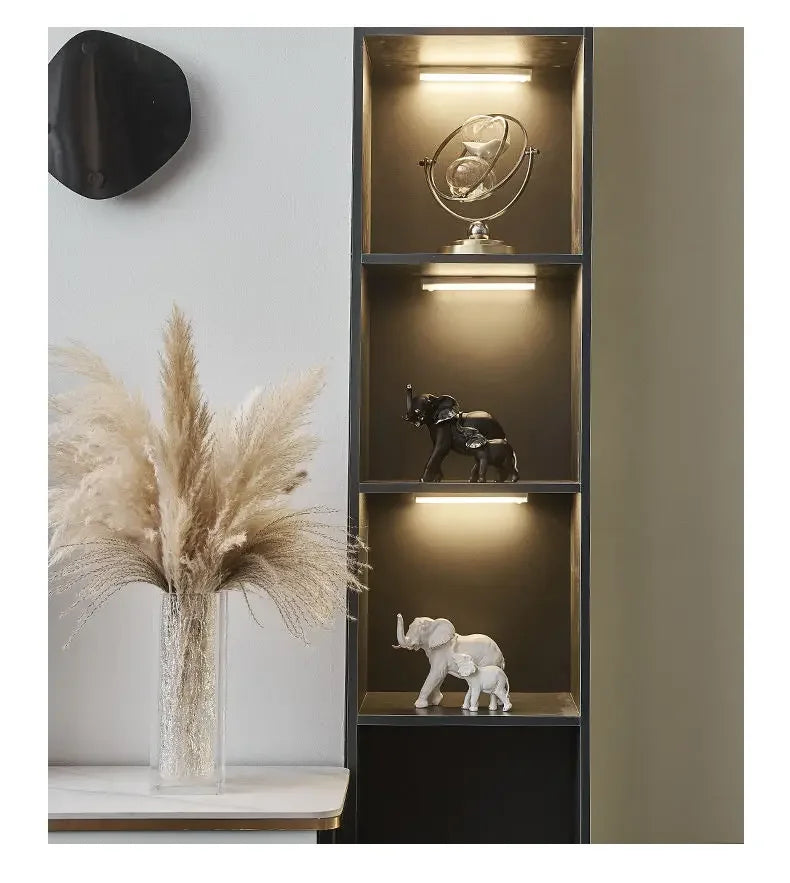 Modern Resin Elephant Statue Pair — Decorative Animal Figurine Sculpture for Living Room & Shelf