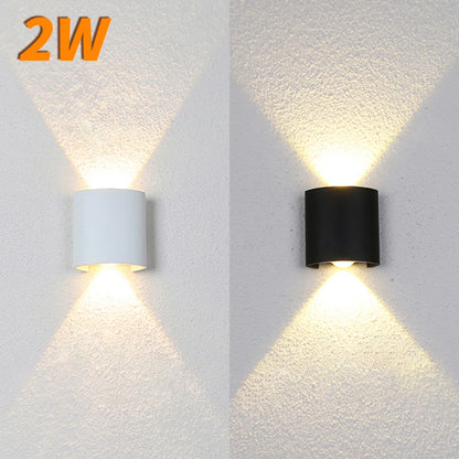 2W LED Wall Lamp — Waterproof Indoor & Outdoor Wall Light in White or Black, 3 Color Temperatures