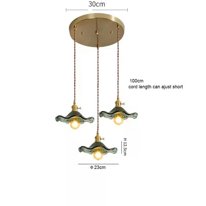 Art Deco Copper Glass Pendant Light — Colorful Edison Ceiling Chandelier for Bedroom, Living Room & Bar