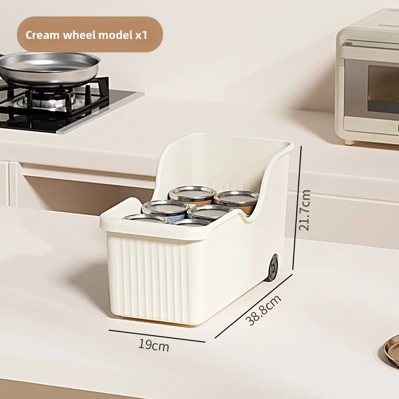 Under-Cabinet Kitchen Storage Box — Diagonal Seasoning & Sundries Organizer with or without Wheels