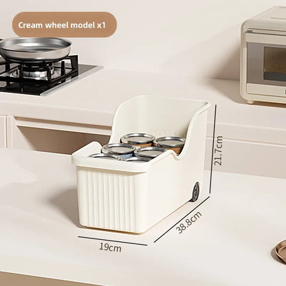 Under-Cabinet Kitchen Storage Box — Diagonal Seasoning & Sundries Organizer with or without Wheels