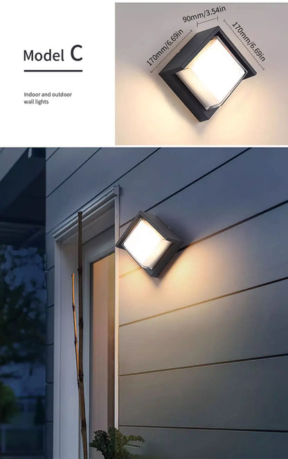 LED Outdoor Wall Lamp with Optional Radar Motion Sensor — IP55 Waterproof in 7 Models & 2 Color Temperatures