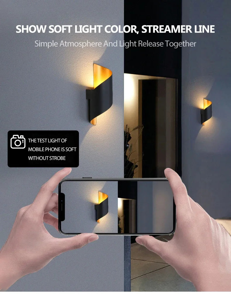 10W Nordic LED Wall Sconce — IP65 Waterproof Spiral Design Indoor & Outdoor Light in 4 Finishes