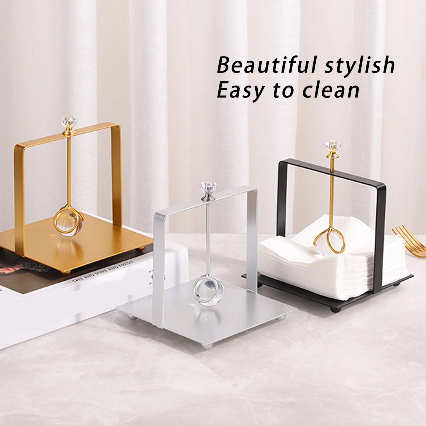 Modern Metal Napkin Holder with Lift Handle — Elegant Square Dispenser for Home & Dining