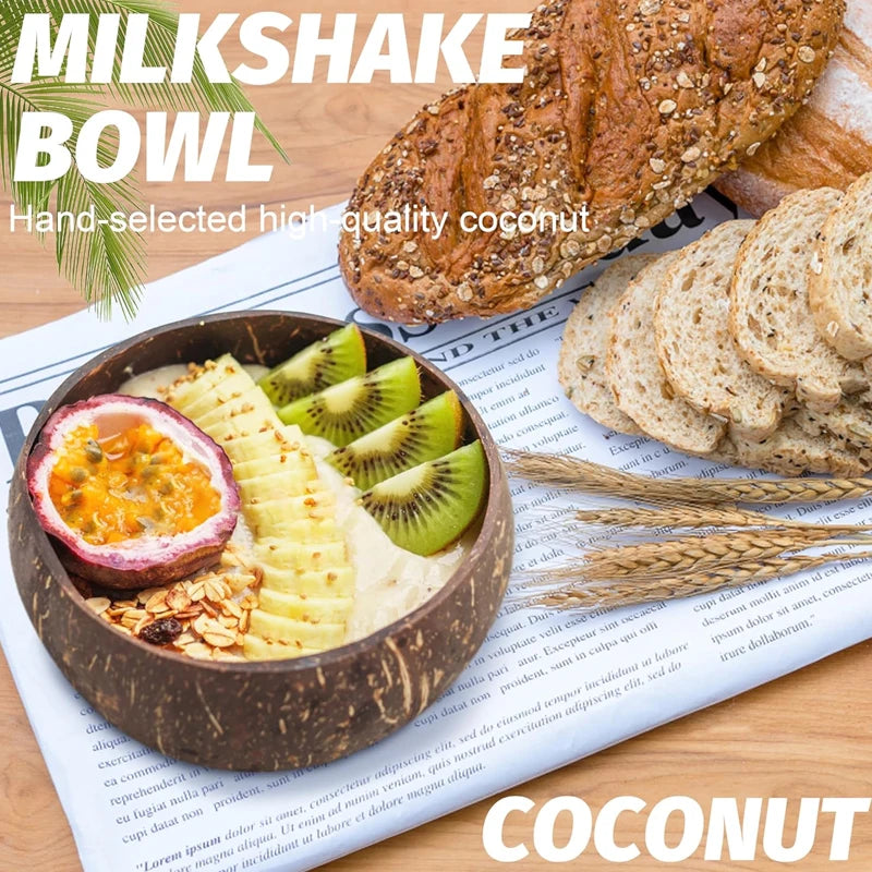 Natural Coconut Bowl Set — Eco-Friendly Wooden Bowl for Smoothies, Salads & Ramen