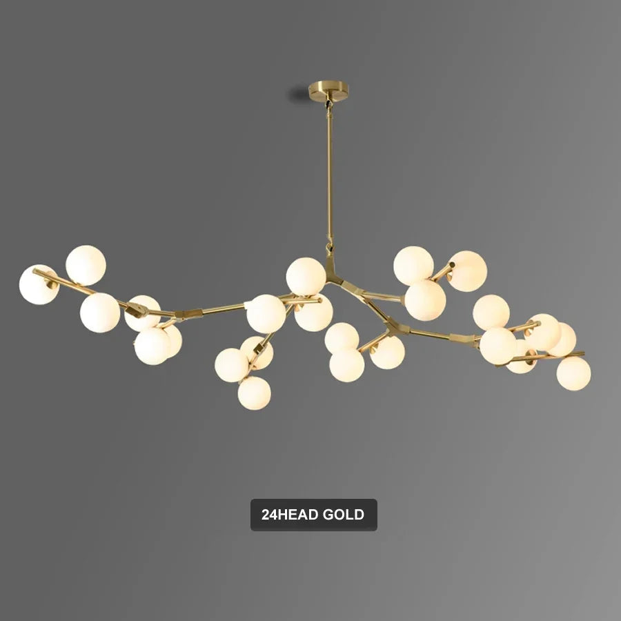 Modern Glass Ball Branch Chandelier — LED Ceiling Light for Living Room & Dining Room