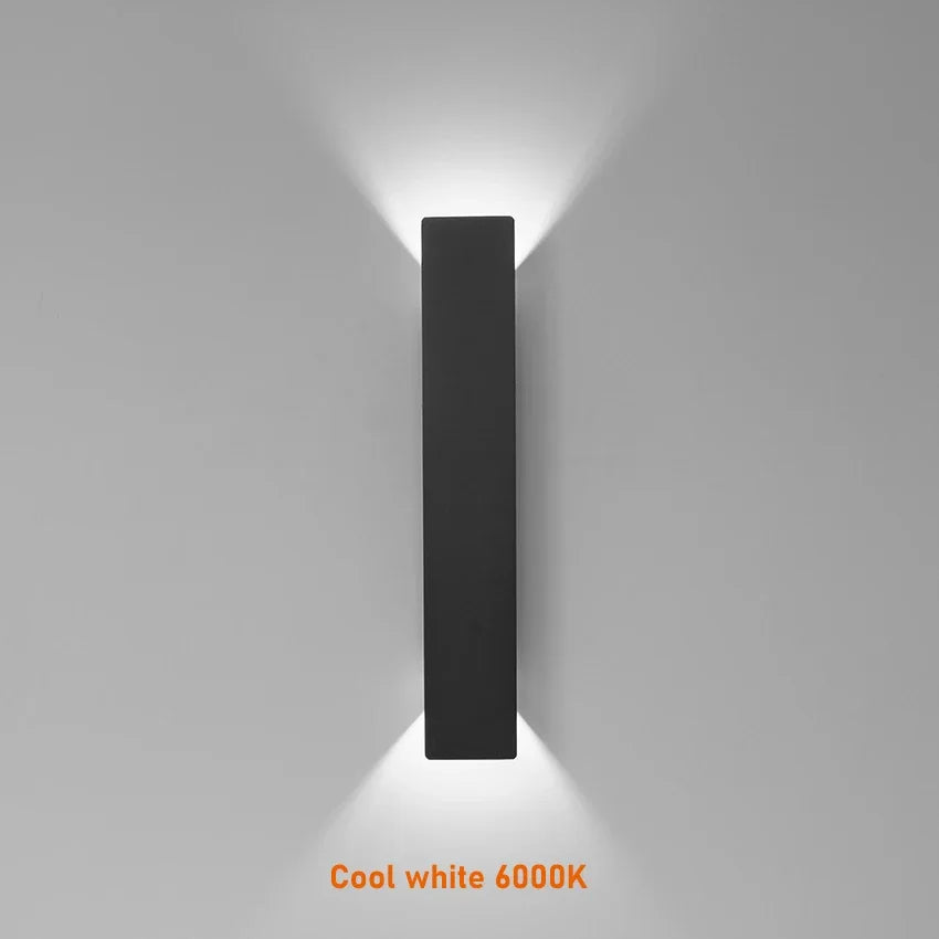 IP65 Waterproof Outdoor LED Wall Lamp — Aluminum Up & Down Light in Black or White, 4 Wattages