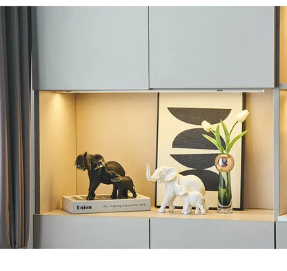 Modern Resin Elephant Statue Pair — Decorative Animal Figurine Sculpture for Living Room & Shelf