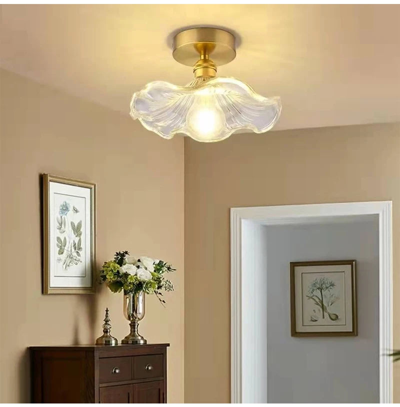 Art Deco Copper Glass Pendant Light — Colorful Edison Ceiling Chandelier for Bedroom, Living Room & Bar
