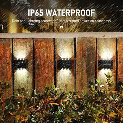 Solar Outdoor Wall Lamp — IP65 Waterproof Up & Down Warm Light for Garden, Balcony & Yard in 6 Sizes