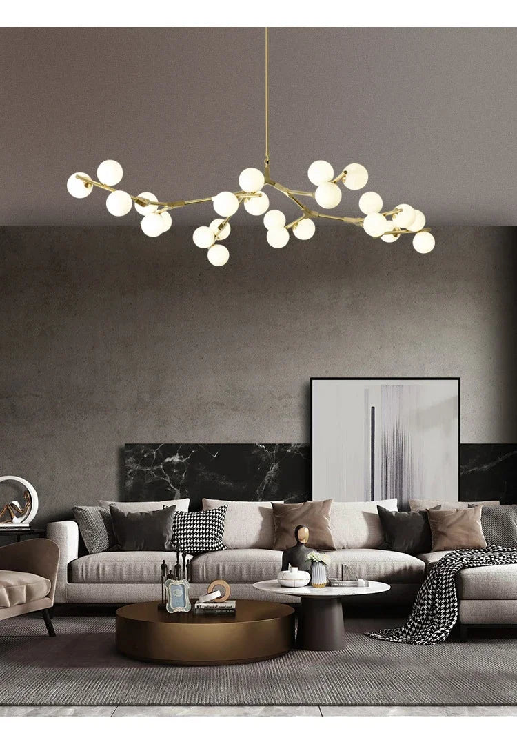 Modern Glass Ball Branch Chandelier — LED Ceiling Light for Living Room & Dining Room