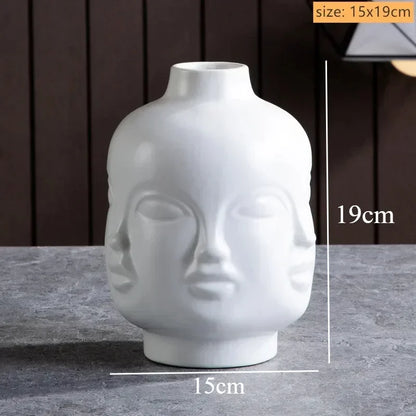 Ceramic Human Face Sculpture Vase — Handmade Nordic Art Flower Pot & Candlestick for Home Decor