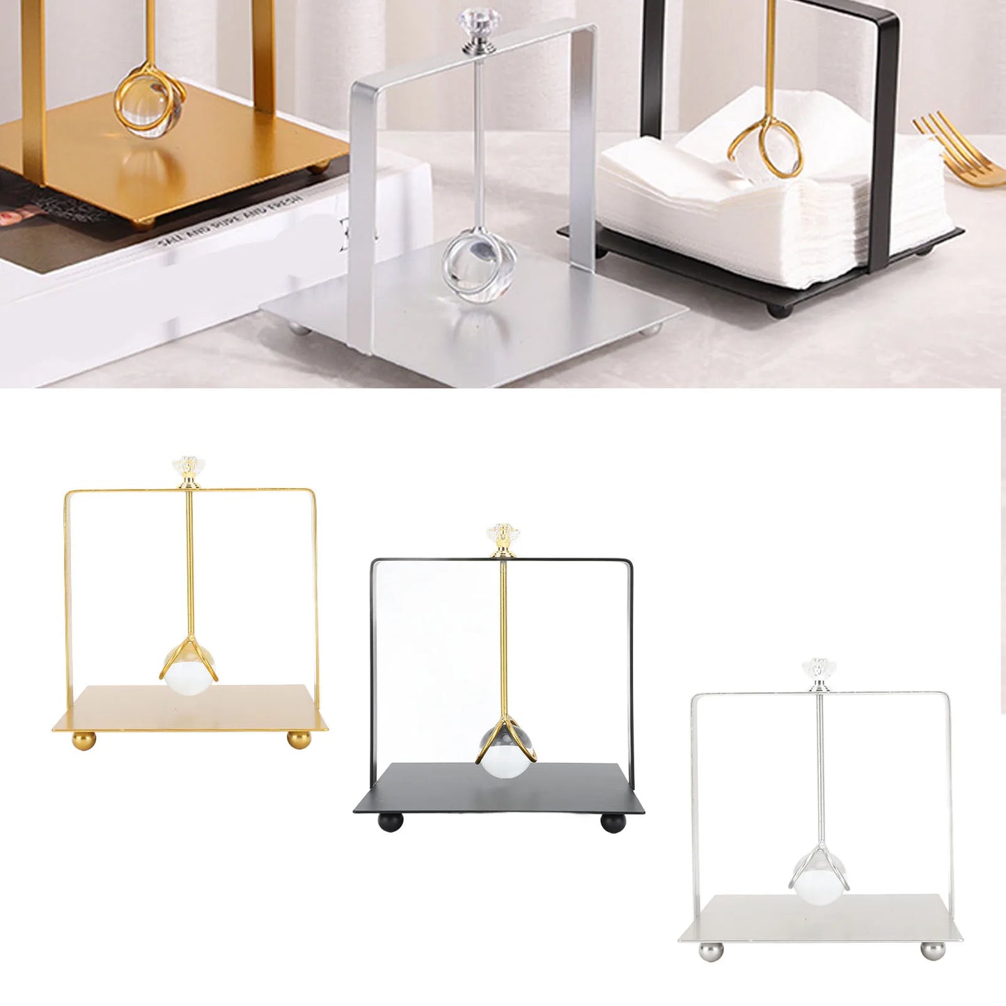 Modern Metal Napkin Holder with Lift Handle — Elegant Square Dispenser for Home & Dining