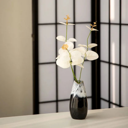 Japanese Kiln-Glazed Ceramic Vase — Handmade Retro Flower Arrangement Vase for Living Room & Foyer