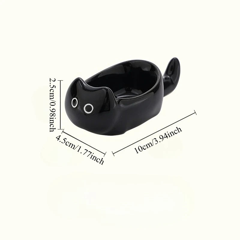 Ceramic Cat-Shaped Mini Dipping Plate — 4-Inch Side Dish & Decorative Cat Bowl in Black or Yellow