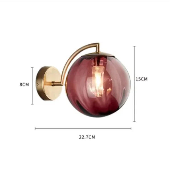 Nordic Stained Glass Ball Wall Lamp — Colorful Bedside & Bathroom Mirror Light in 4 Glass Colors