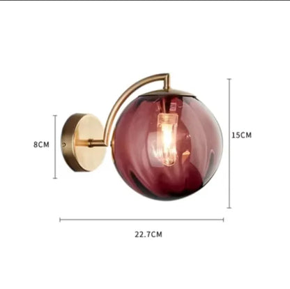 Nordic Stained Glass Ball Wall Lamp — Colorful Bedside & Bathroom Mirror Light in 4 Glass Colors