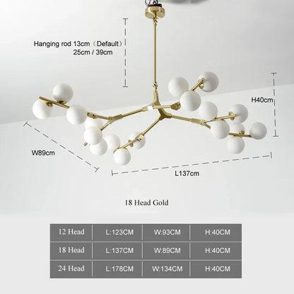 Modern Glass Ball Branch Chandelier — LED Ceiling Light for Living Room & Dining Room