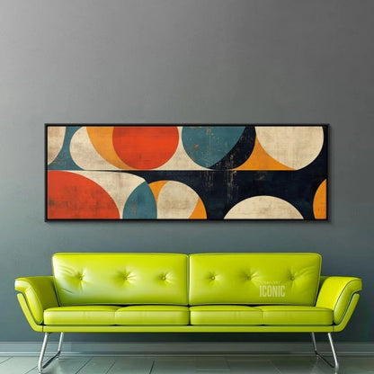 Bauhaus Abstract Panoramic Canvas Wall Art — Wide Unframed Mid-Century Print for Living Room