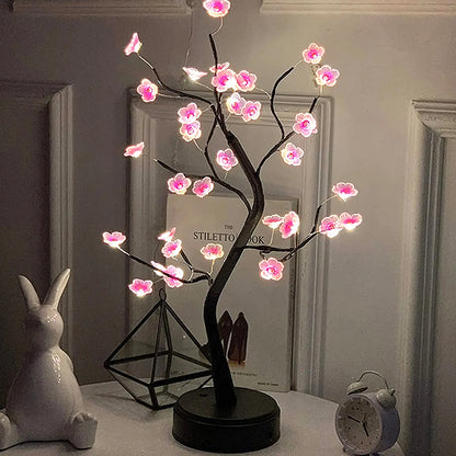 Bonsai LED Tree Lamp — Artificial Cherry Blossom Desktop Night Light