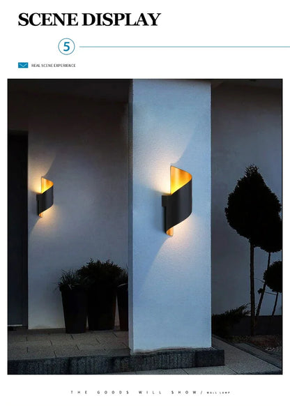 10W Nordic LED Wall Sconce — IP65 Waterproof Spiral Design Indoor & Outdoor Light in 4 Finishes