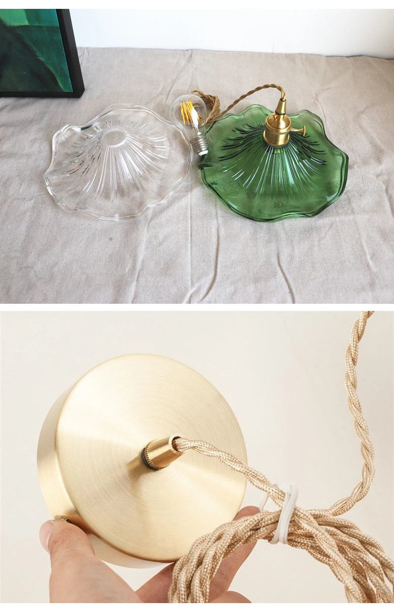 Art Deco Copper Glass Pendant Light — Colorful Edison Ceiling Chandelier for Bedroom, Living Room & Bar