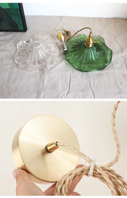 Art Deco Copper Glass Pendant Light — Colorful Edison Ceiling Chandelier for Bedroom, Living Room & Bar